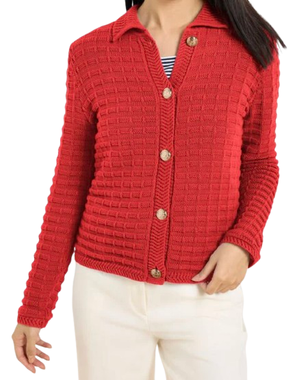 Talbots Textured Polo Cardigan