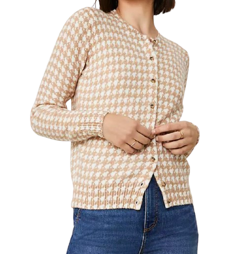 Ann Taylor Houndstooth Cozy Ann Cardigan