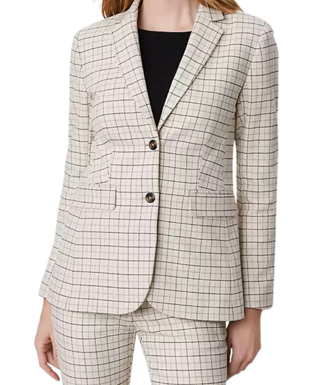 Ann Taylor Greenwich Blazer in Plaid Stretch Cotton