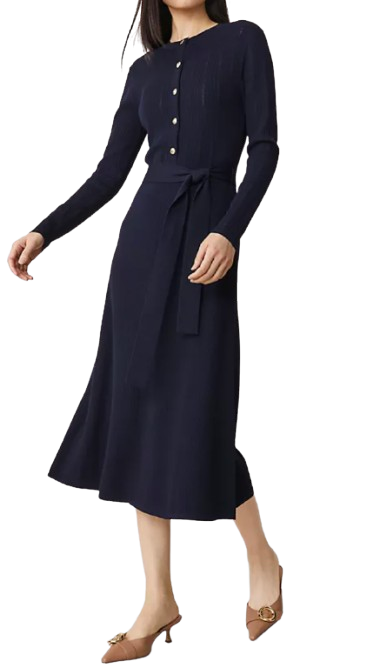 Ann Taylor Ribbed Henley Sweater Dress