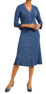 Talbots Button Front Midi Sweater Dress