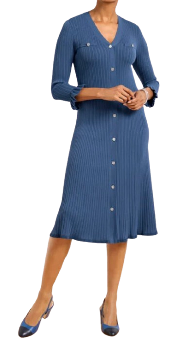 Talbots Button Front Midi Sweater Dress