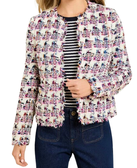 Talbots collarless tweed jacket