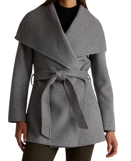Quince Double-Faced Merino Wool Draped Collar Short Wrap Coat