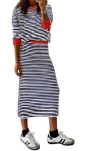 Amazon Striped red skirt set