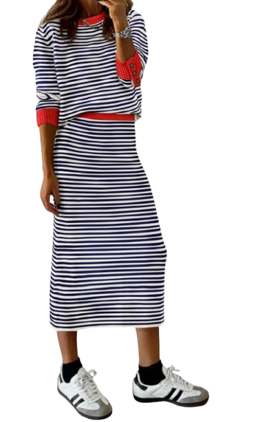 Amazon Striped red skirt set