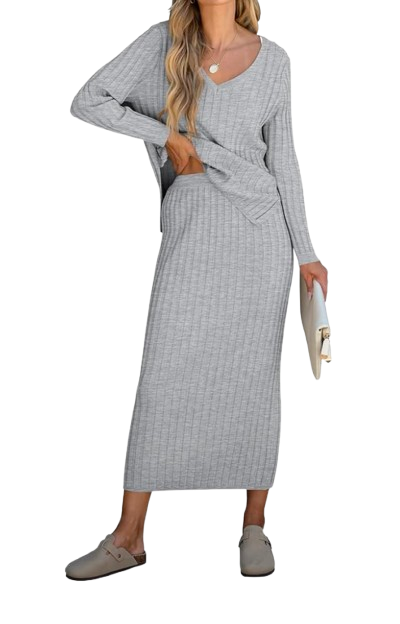 Amazon Ribbed Sweater Skirt Set
