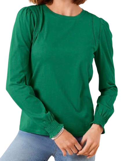 Talbots Lattice Trim Crewneck Tee