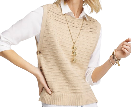 Chico’s Pointelle Button Sweater Vest
