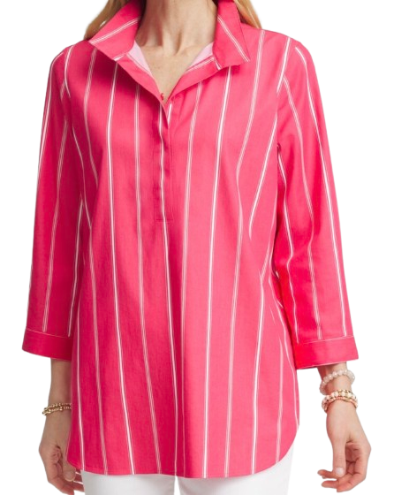 Chico’s No Iron Stripe Buttonback Tunic