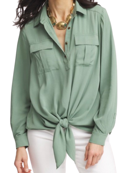 Chico’s Silk Blend Tie-Front Pullover