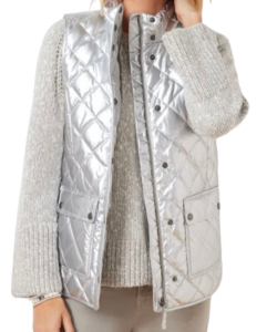 Talbots Quilted Down Puffer Vest Metallic