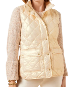 Talbots Quilted Down Puffer Vest Pearlized