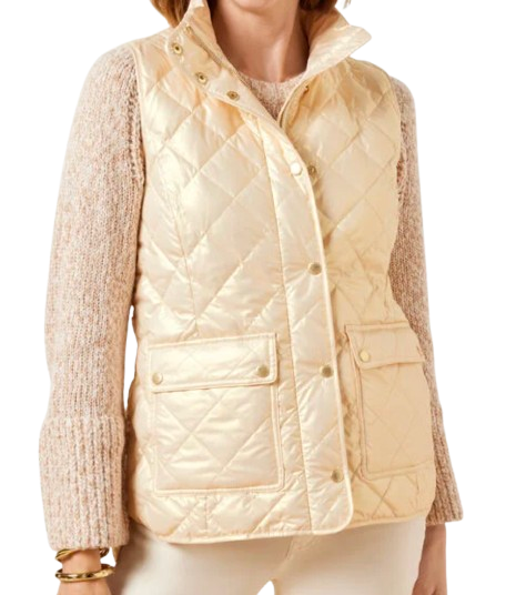 Talbots Quilted Down Puffer Vest Pearlized