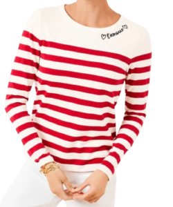Talbots Embroidered Tee – Amour Stripe