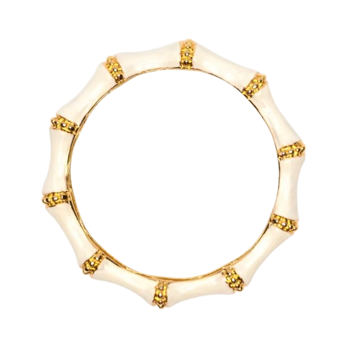 Frances Valentine Enamel Bamboo Bangle Bracelet – White