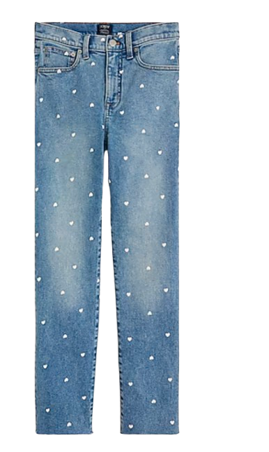 J.Crew Factory Essential Straight Jean in Heart Print