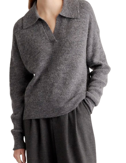 Quince Waffle Stitch Polo Sweater