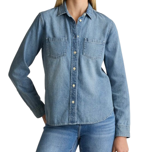 Quince Distressed Denim Shirt