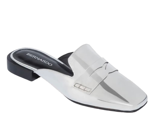 Bernardo Mirror Silver Penny Mule