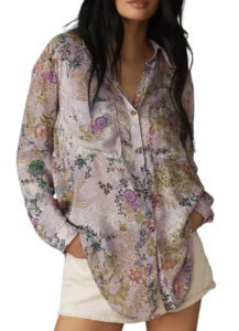 Anthropologie Floral Lavendar Blouse