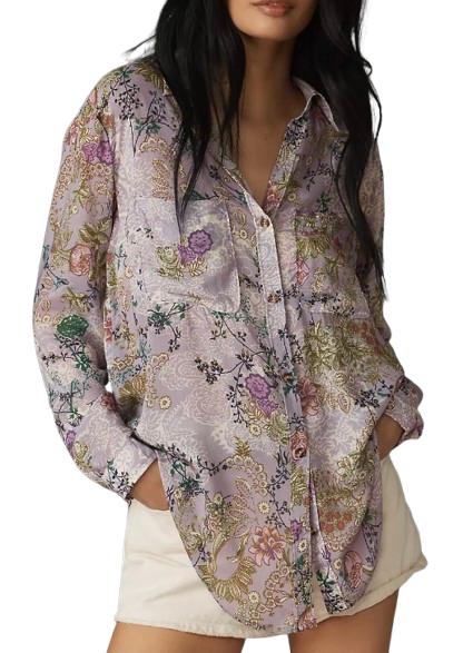Anthropologie Floral Lavendar Blouse