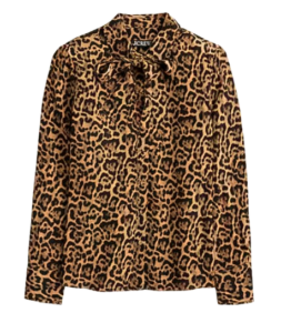 J.Crew Leopard Tie-Neck Button-Up Shirt