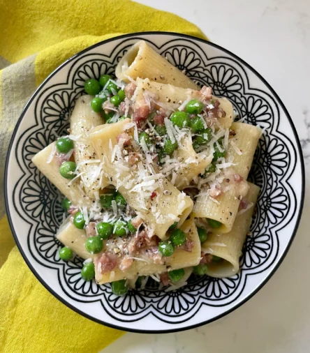 Rigatoni with Pancetta and Spring Peas