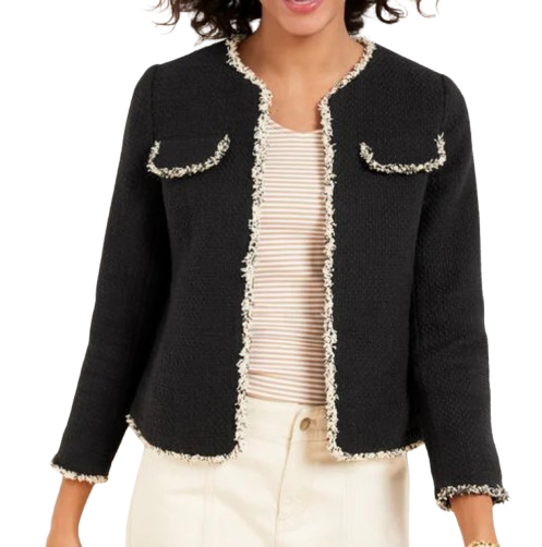 Talbots Amherst Tweed Fringe Jacket