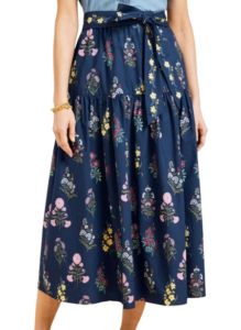 Talbots Poplin Flounce Midi Skirt