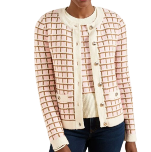 Talbots Crewneck Cardigan, Soft Pink Cafe