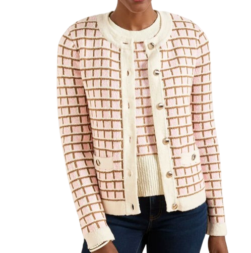 Talbots Crewneck Cardigan, Soft Pink Cafe