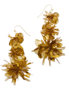 Gold Carmine Triple Drop Earrings