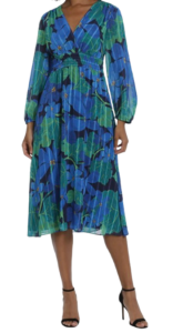 Maggy London Floral Long Sleeve Midi Dress