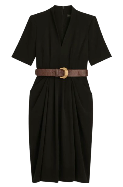 Donna Karan Black Draped Midi Dress