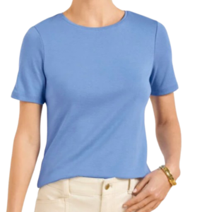 Talbots Pima Cotton Crewneck Tee- Blue