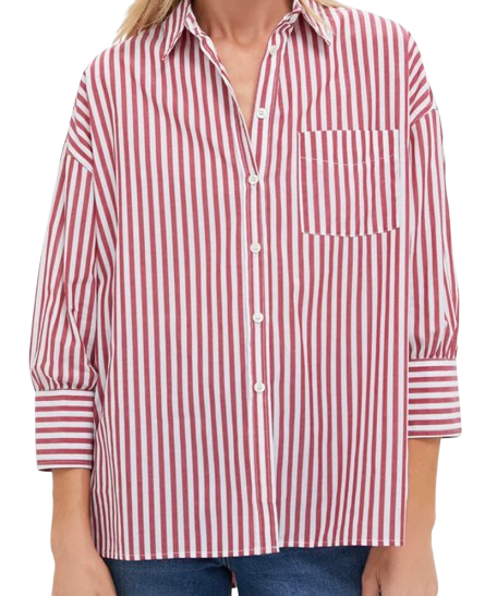 Tuckernuck Red Striped Boyfriend Shirt