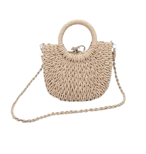 Small Hand-Woven Rattan Tote Bag