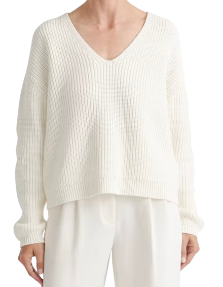 Quince Fisherman V-Neck Sweater