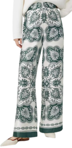 Ann Taylor Petite Easy Wide Leg Pant in Paisley Satin