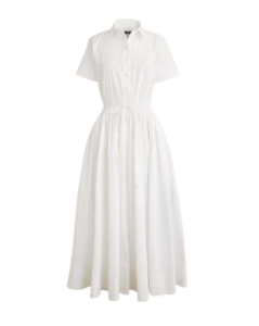 White Cotton Poplin Shirtdress