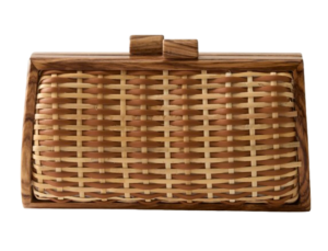 Genevieve Leather and Raffia Clutch