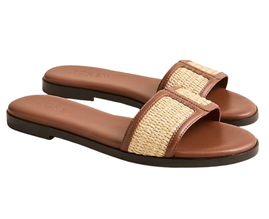 J.Crew Georgina Faux Raffia and Leather Sandals