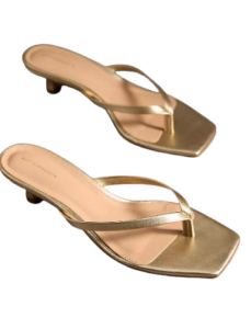 Anthropologie Gold Thong Kitten Heels