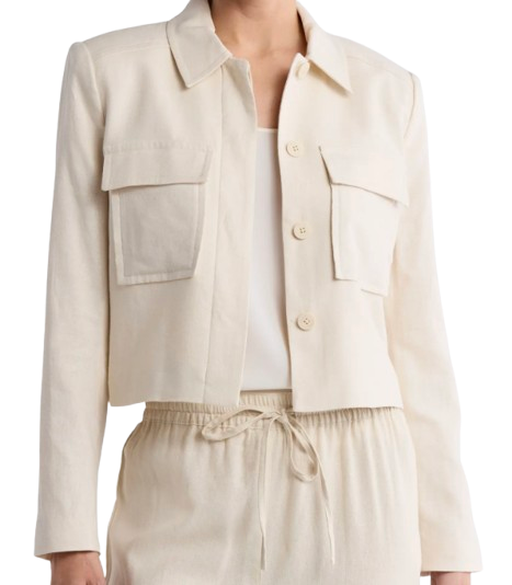 Donna Karan Utility Linen Cropped Jacket