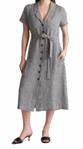 Quince European Linen Button Front Dress
