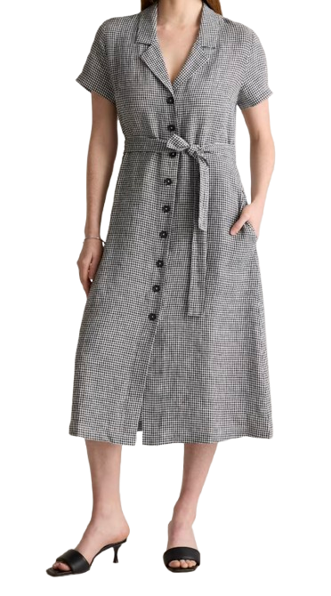 Quince European Linen Button Front Dress