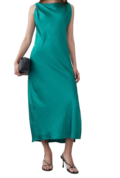 Banana Republic Factory Satin Twist Shoulder Maxi Dress
