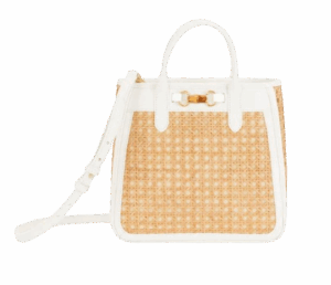 Rattan and Leather Crossbody Satchel