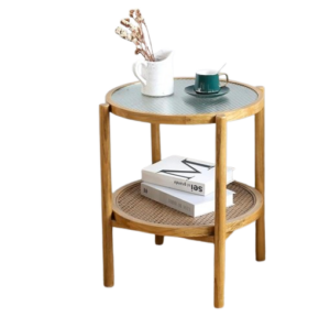 Glass and Rattan Side Table